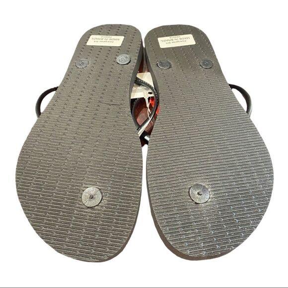 NEW Havaianas Slim Black Diamond Crystal Charm Flip Flops 6 11/12 - Picture 5 of 5